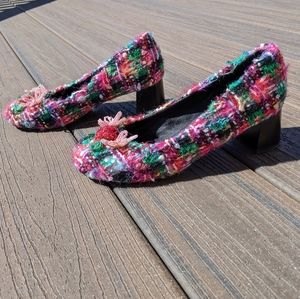 Mere by Anthropologie Boucle shoes with beaded flowers